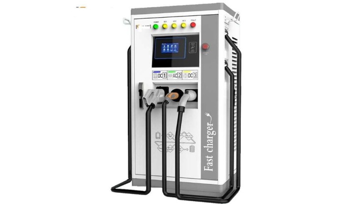 Charging station for vehicle fleets and commercial use.